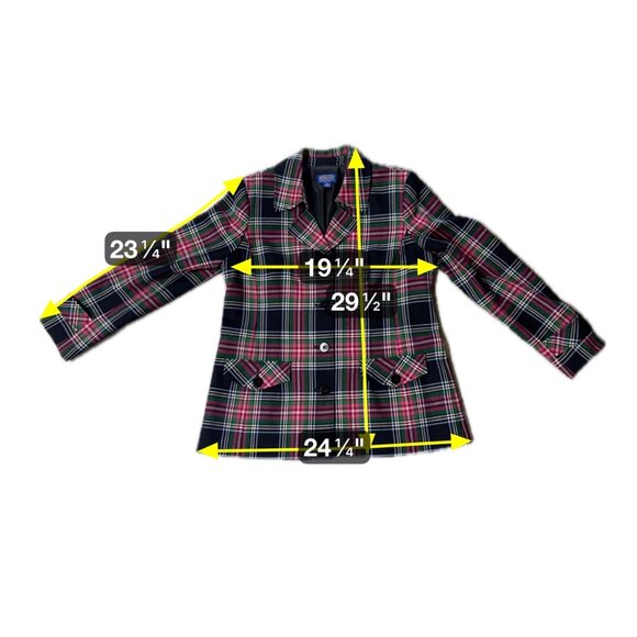 Pendleton Womens Plaid Blazer Jacket Sz 14 Black Pink Wool Button Front Pockets - Picture 7 of 7